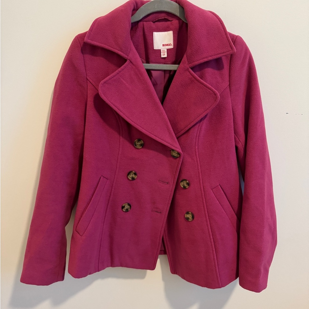 BONGO Women's Magenta Pea Coat